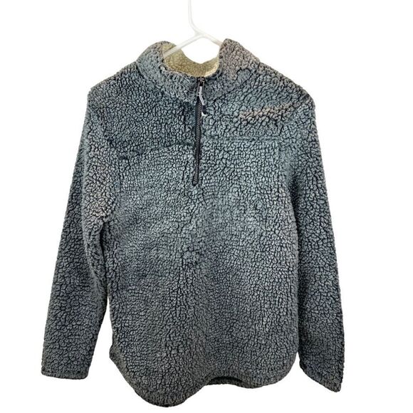 Ladies Green Tea Sherpa Fleece 1/4 Zip Pullover Size Medium Grey/Black - Picture 2 of 10